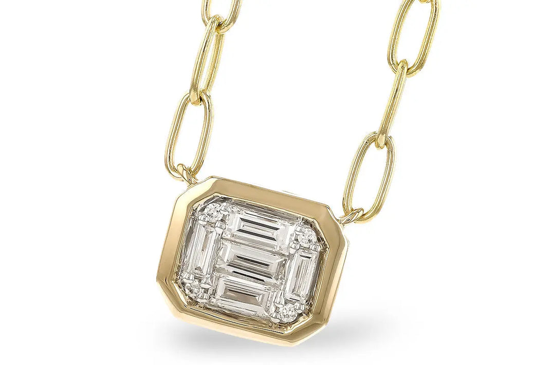 Illusion Emerald Shape DIamondsBezeled  Necklace Allison Kaufman