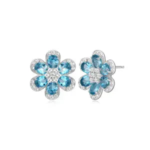 London Blue Flower Earrings Samuel B Collection