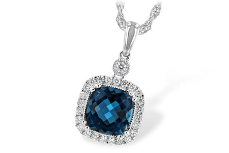 London Blue Topaz and Diamond Halo Pendant Allison Kaufman