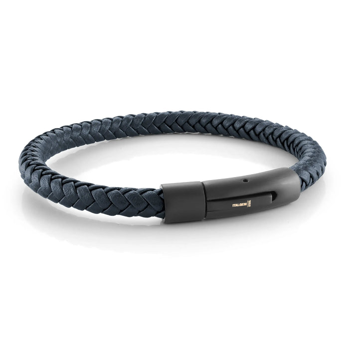 Navy Blue Leather Bracelet Italgem
