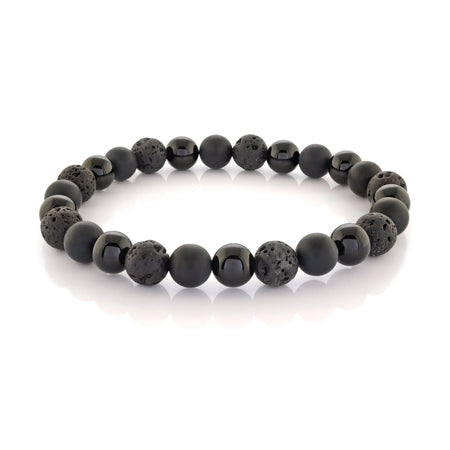 Onyx and Lava Bead Stretch Bracelet Italgem