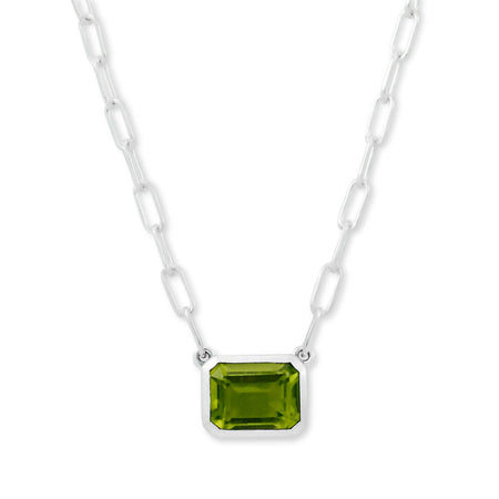 Peridot Bezel Necklace Samuel B Collection