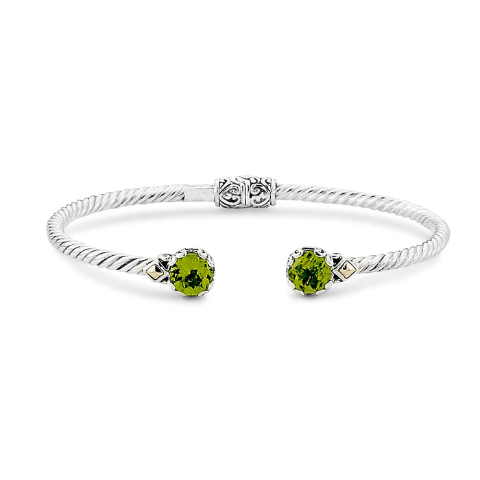 Peridot Cable Bangle Bracelet Samuel B Collection