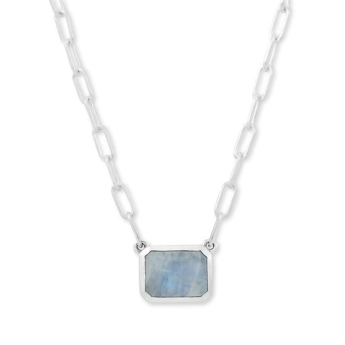 Rainbow Moonstone Bezel Necklace Samuel B Collection