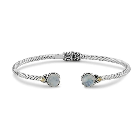 Rainbow Moonstone Cable Bangle Bracelet Samuel B Collection