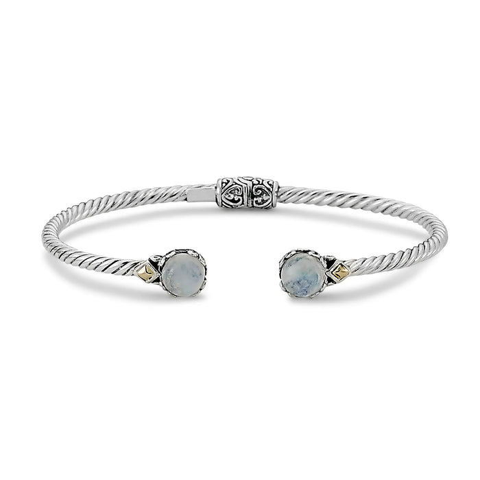 Rainbow Moonstone Cable Bangle Bracelet Samuel B Collection