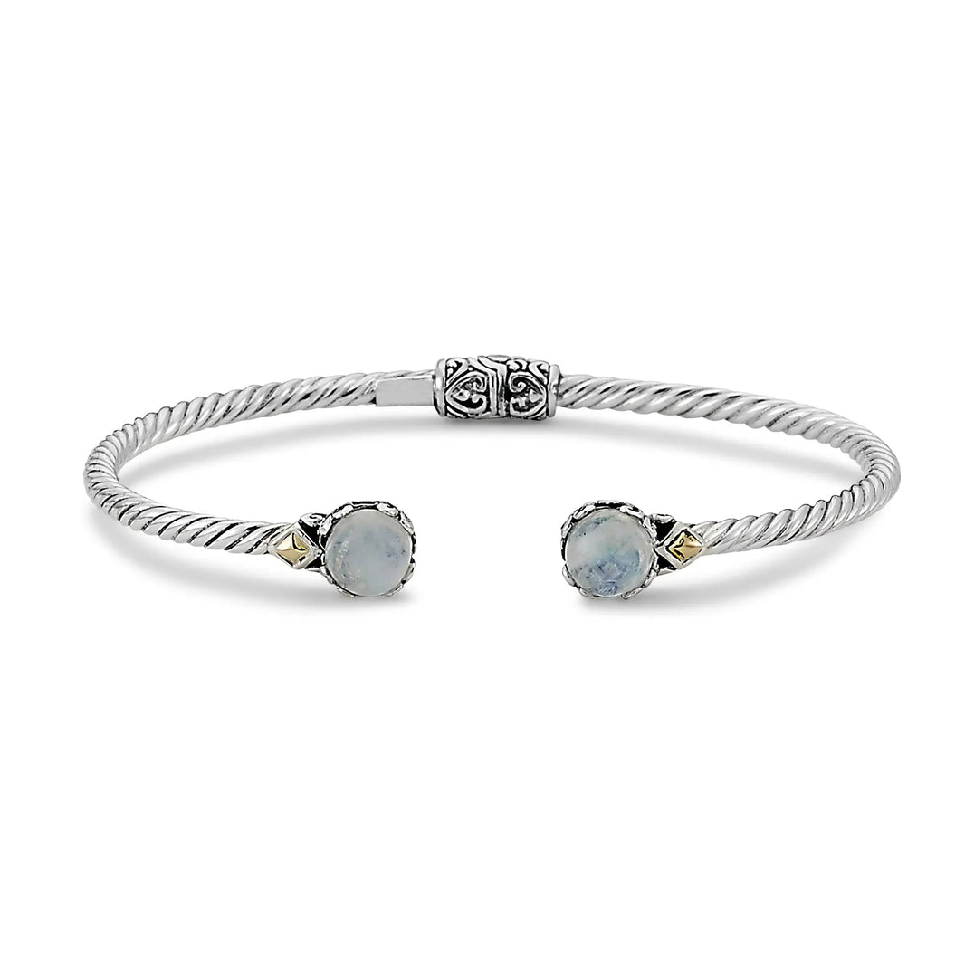 Rainbow Moonstone Cable Bangle Bracelet Samuel B Collection