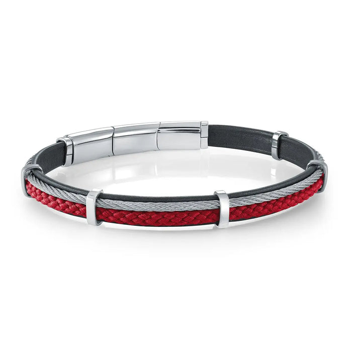 Red Leather Cord Bracelet Italgem