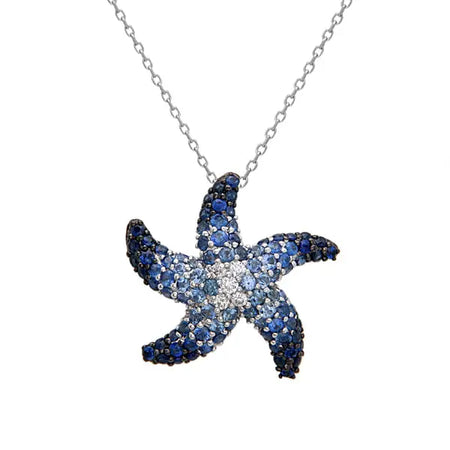 Sapphire And Diamond  Starfish Pendant Bassali