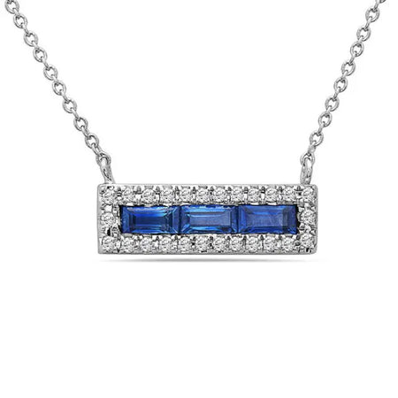 Sapphire & Diamond Trapeze Bar Necklace Bassali