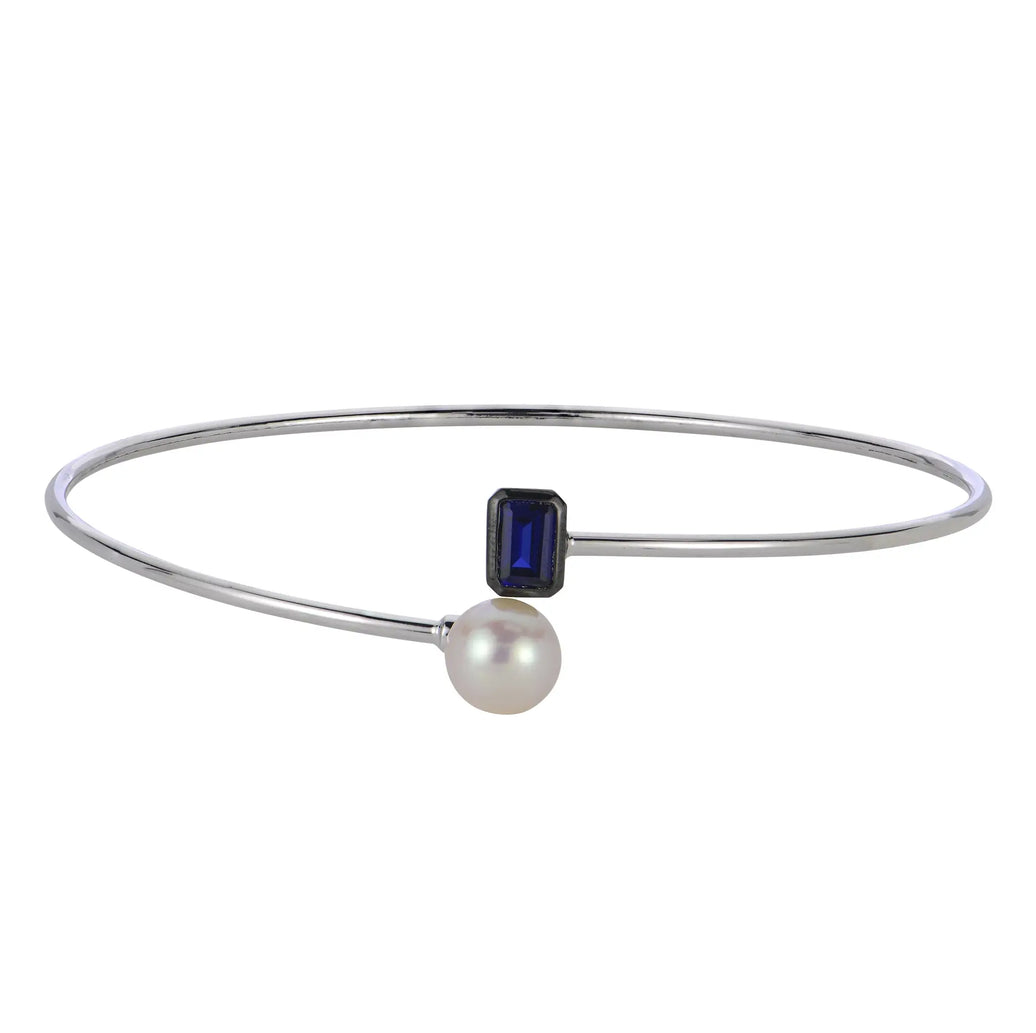 Sapphire and Pearl Bypass Bangle Bracelet Imperial-Deltah, Inc.
