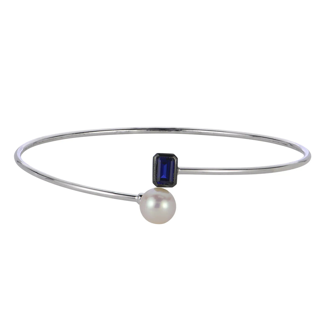 Sapphire and Pearl Bypass Bangle Bracelet Imperial-Deltah, Inc.