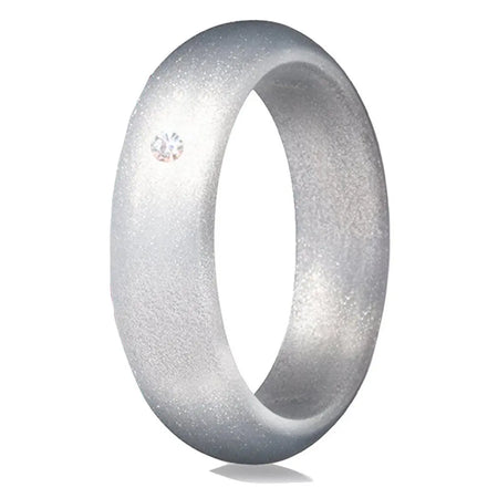 Silver Silicone ring with Cubic Zirconia Ring Italgem