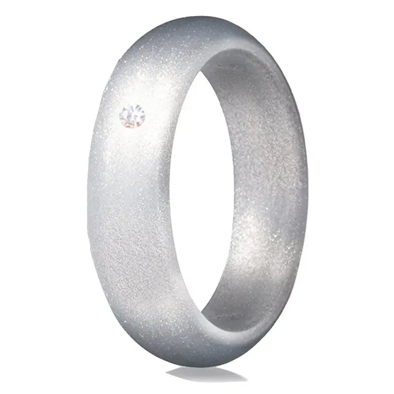 Silver Tone Silicone Ring Italgem
