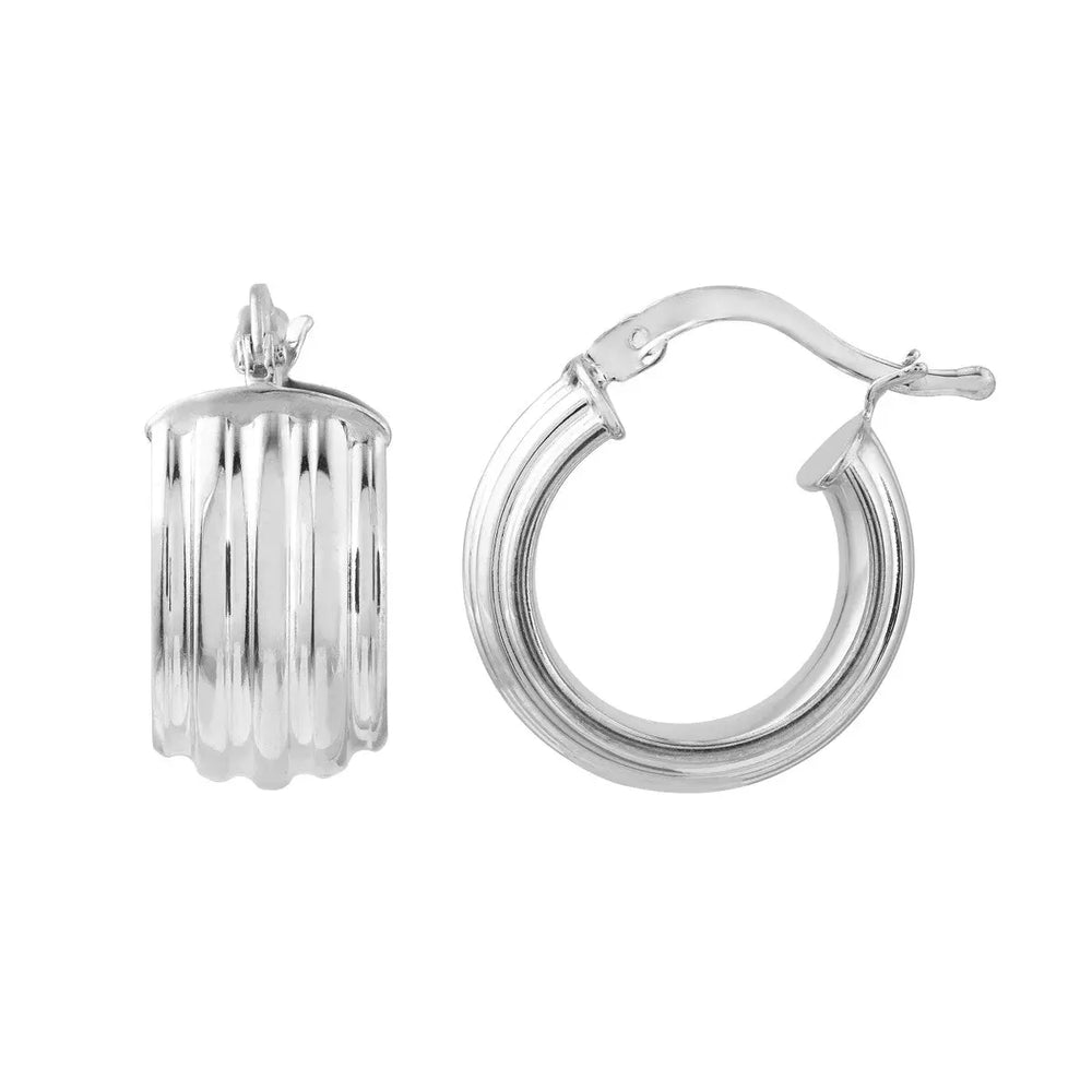Sterling Silver Ribbed Baby Hoop Earrings Midas