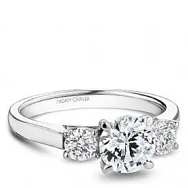 Three Stone diamond engagement semi mount ring Crown Ring Bridal House