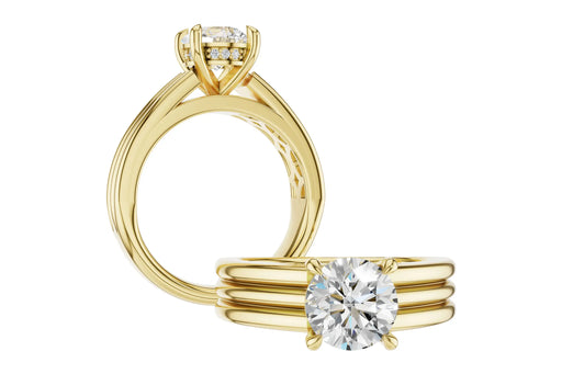 Tripple Band with Diamond Hidden Halo Semi Mount Allison Kaufman