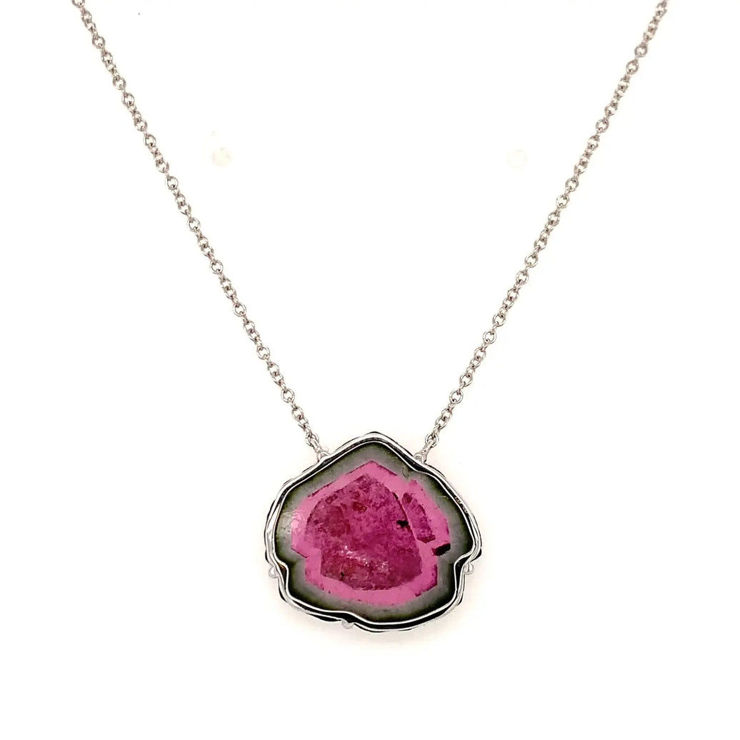 Watermelon Tourmaline Necklace Pink Diamond
