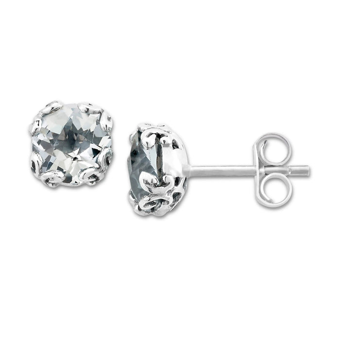 White Topaz Stud Earrings Samuel B Collection