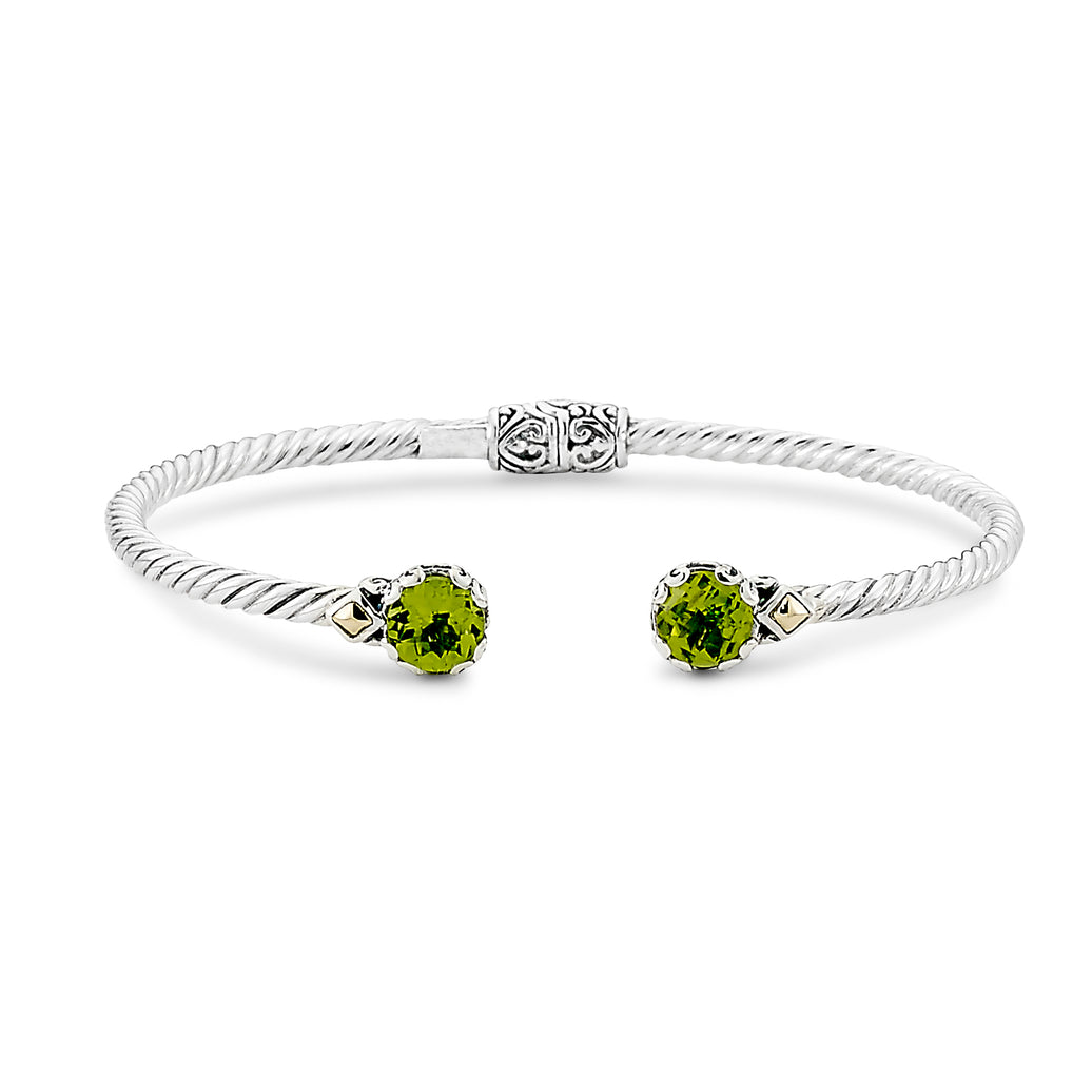 Peridot Cable Bangle Bracelet