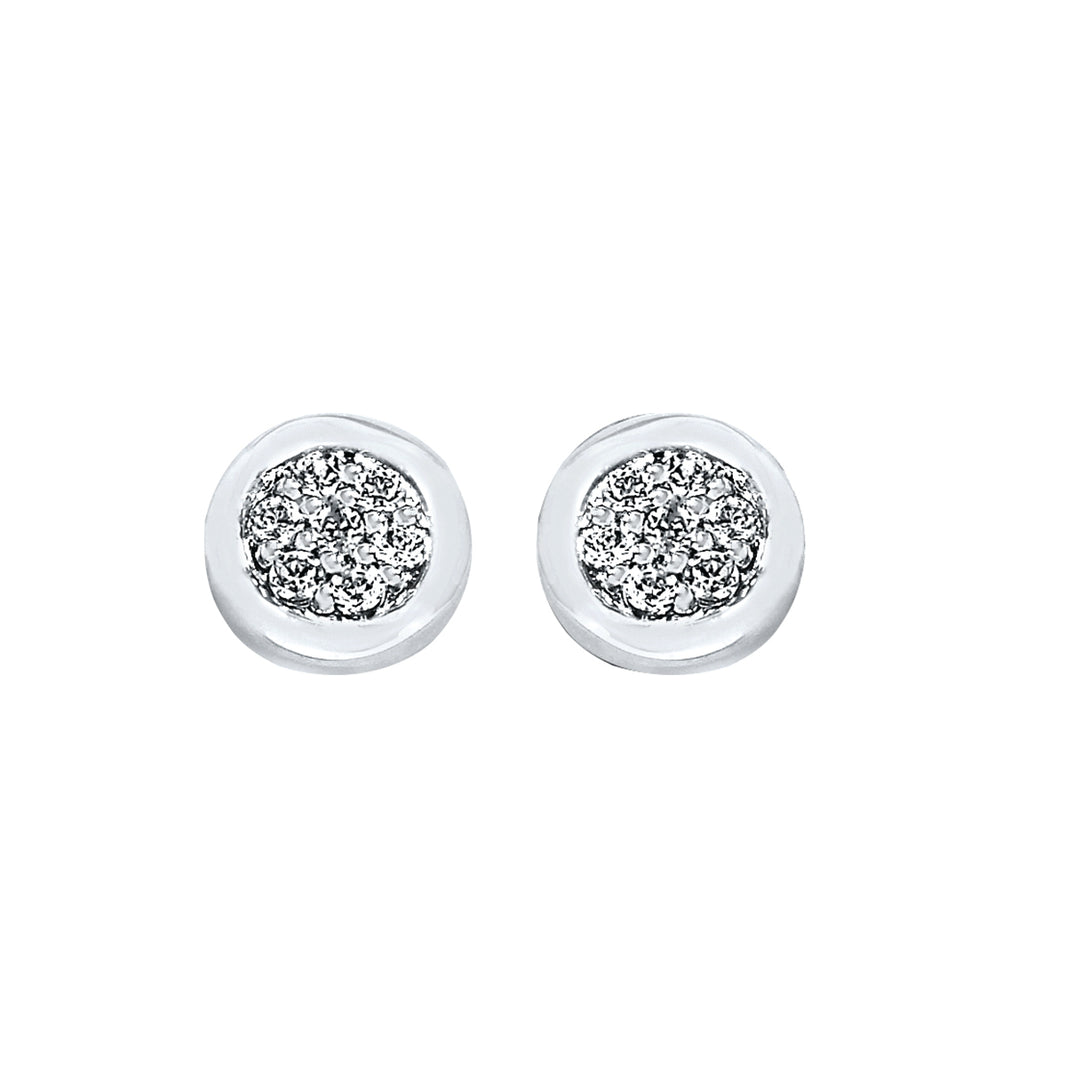 Bezel Diamond Cluster Stud Earrings